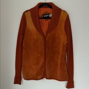 Vintage anarjone Suede Knit Button Up Jacket